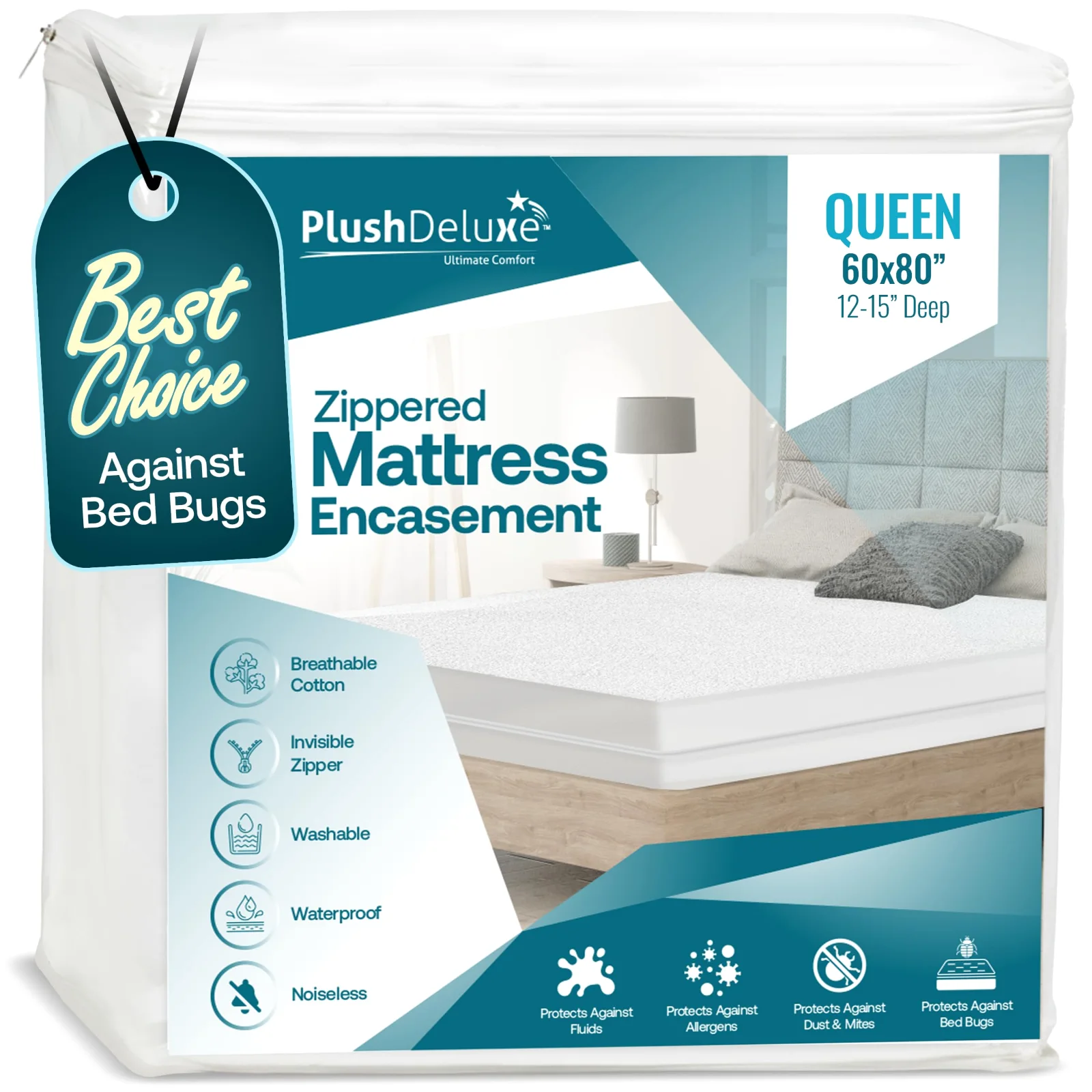 PlushDeluxe Cotton Terry Mattress Encasement