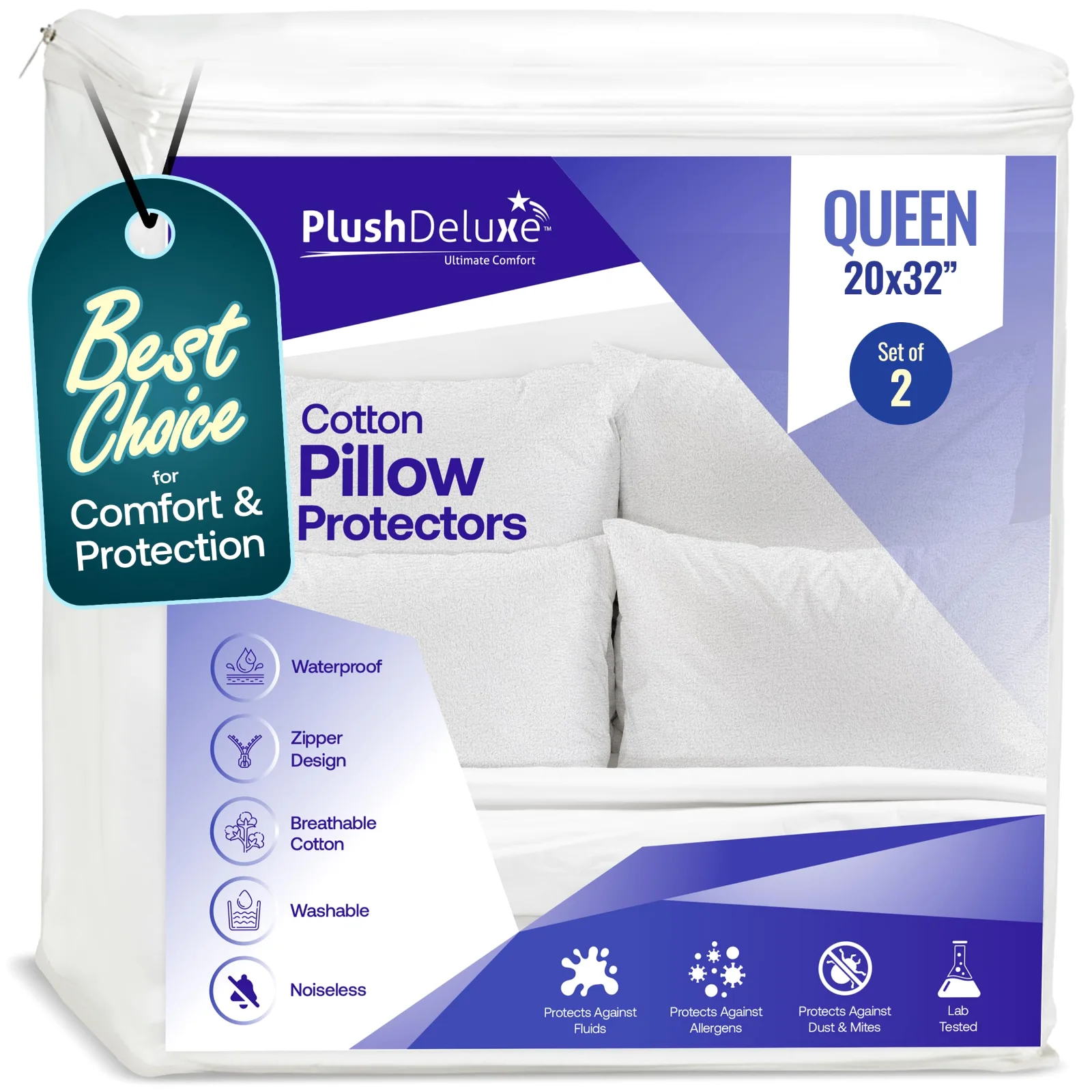 PlushDeluxe Cotton Terry Pillow Protectors