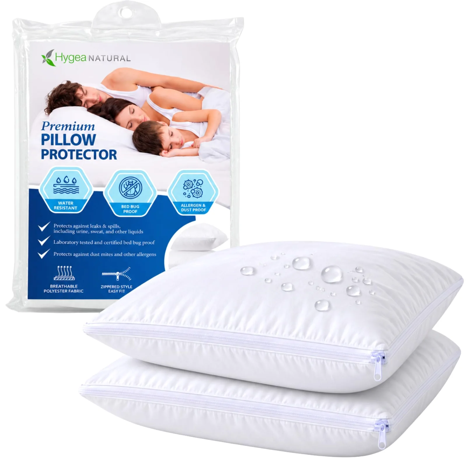 Hygea Natural Zippered Pillow Protectors
